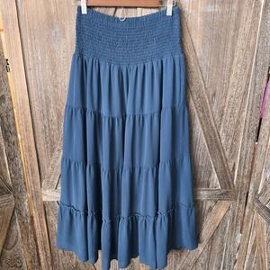 Zeagoo Skirt Women's Size Large Blue Tiered Boho Peasant Maxi Lightweight